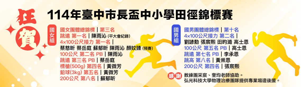 連結到狂賀！114年臺中市長盃中小學田徑錦標賽
