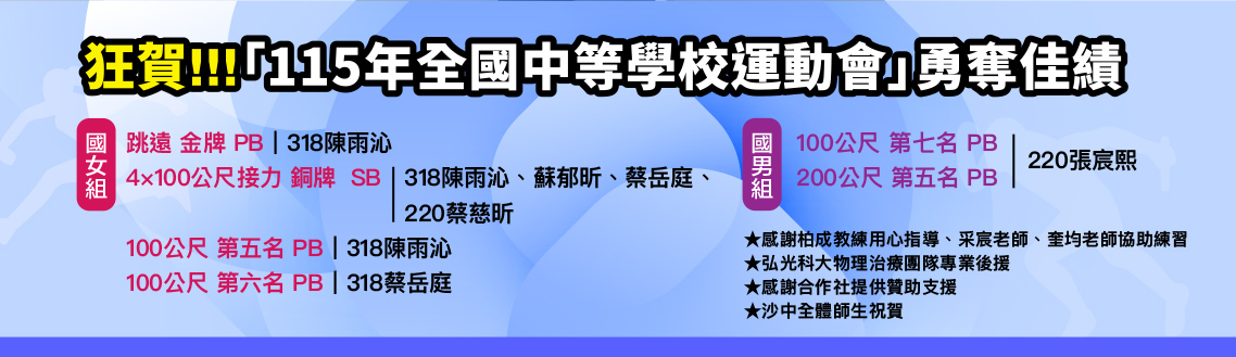 狂賀「115年全國中等學校運動會」勇奪佳績